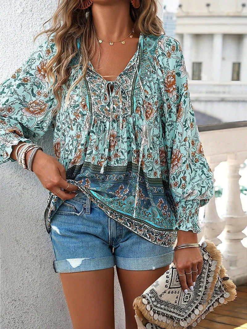 Albane - Blouse Fleurie Bohème Chic