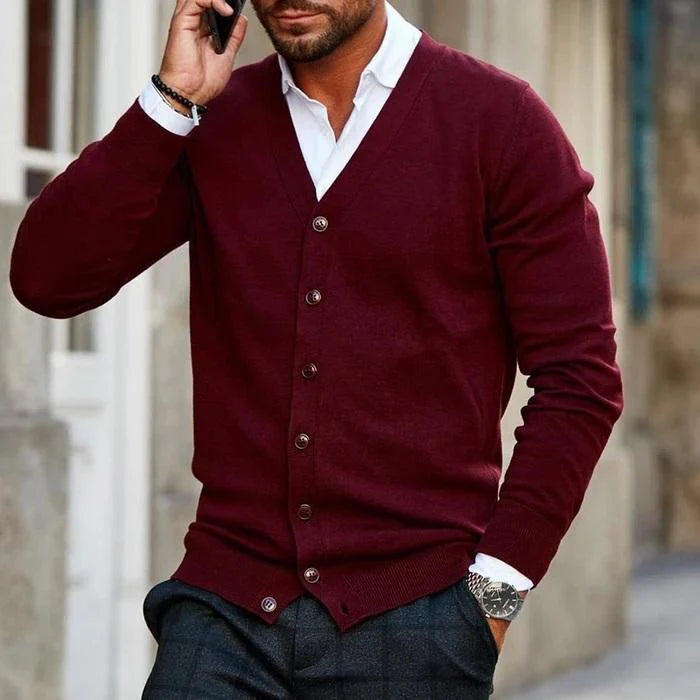 Augustin - Cardigan Boutonné en Maille Supérieure