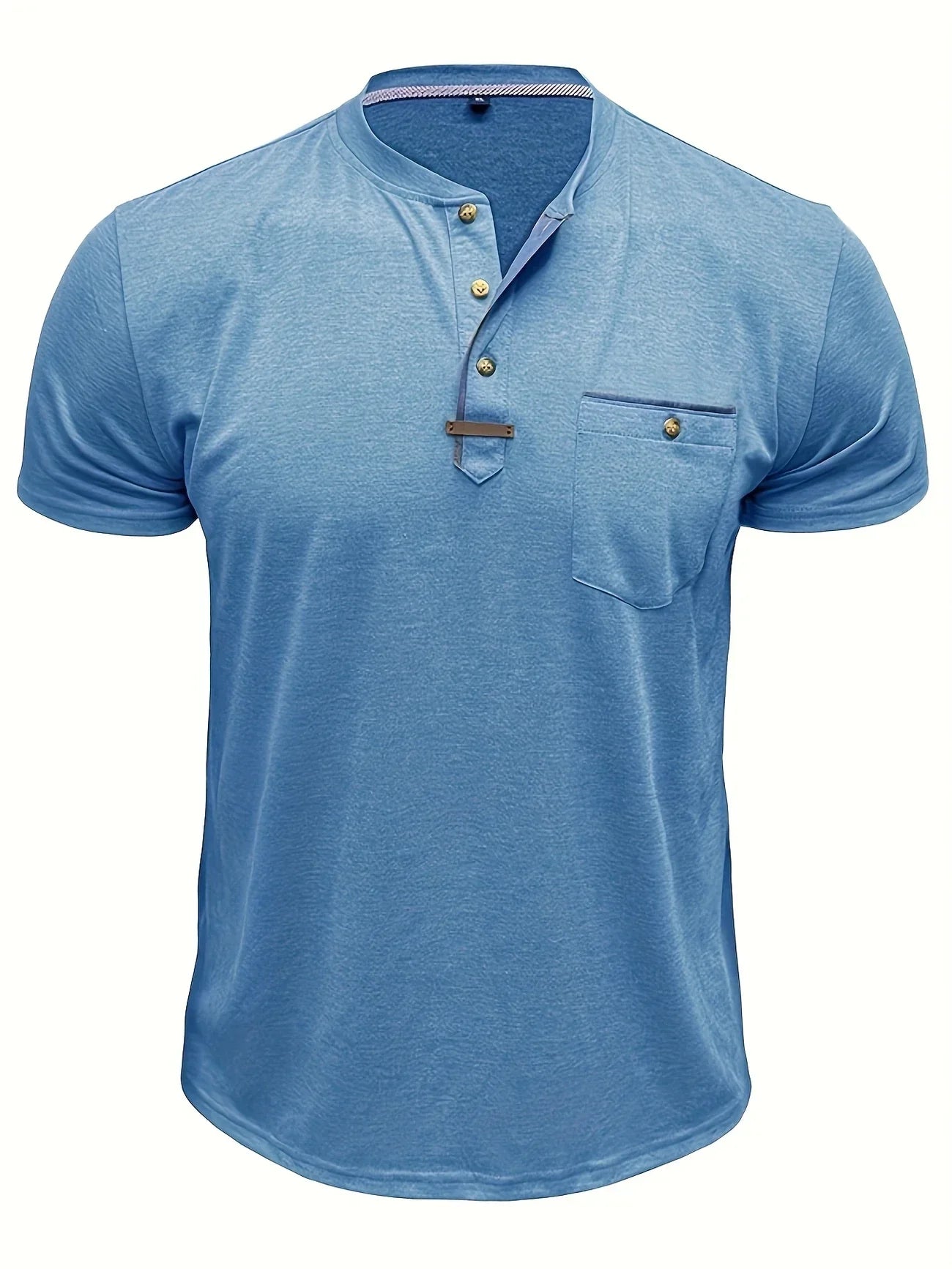 Eusébio - Elegant T-Shirt med Knapper og Lomme