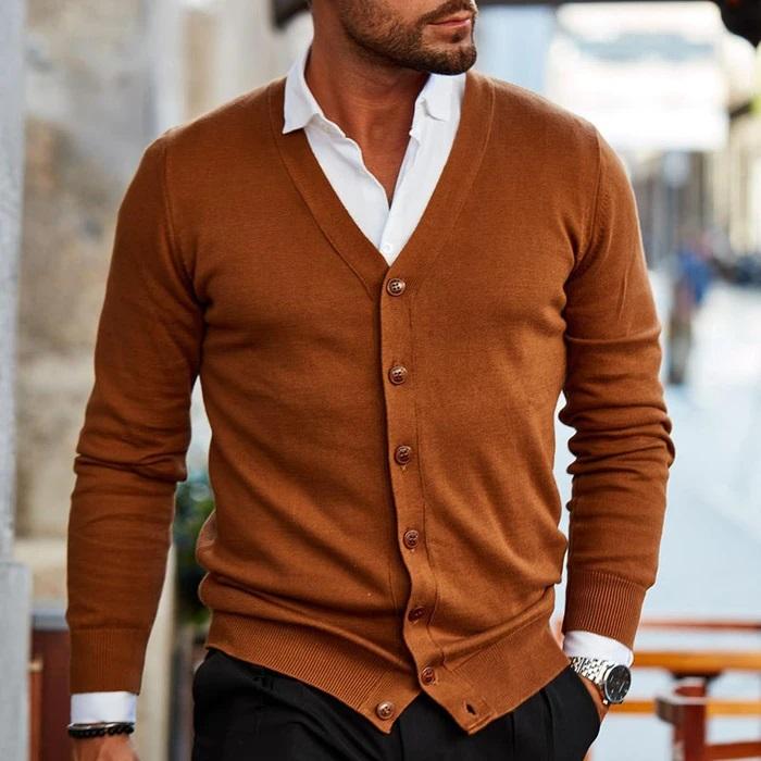 Augustin - Cardigan Boutonné en Maille Supérieure