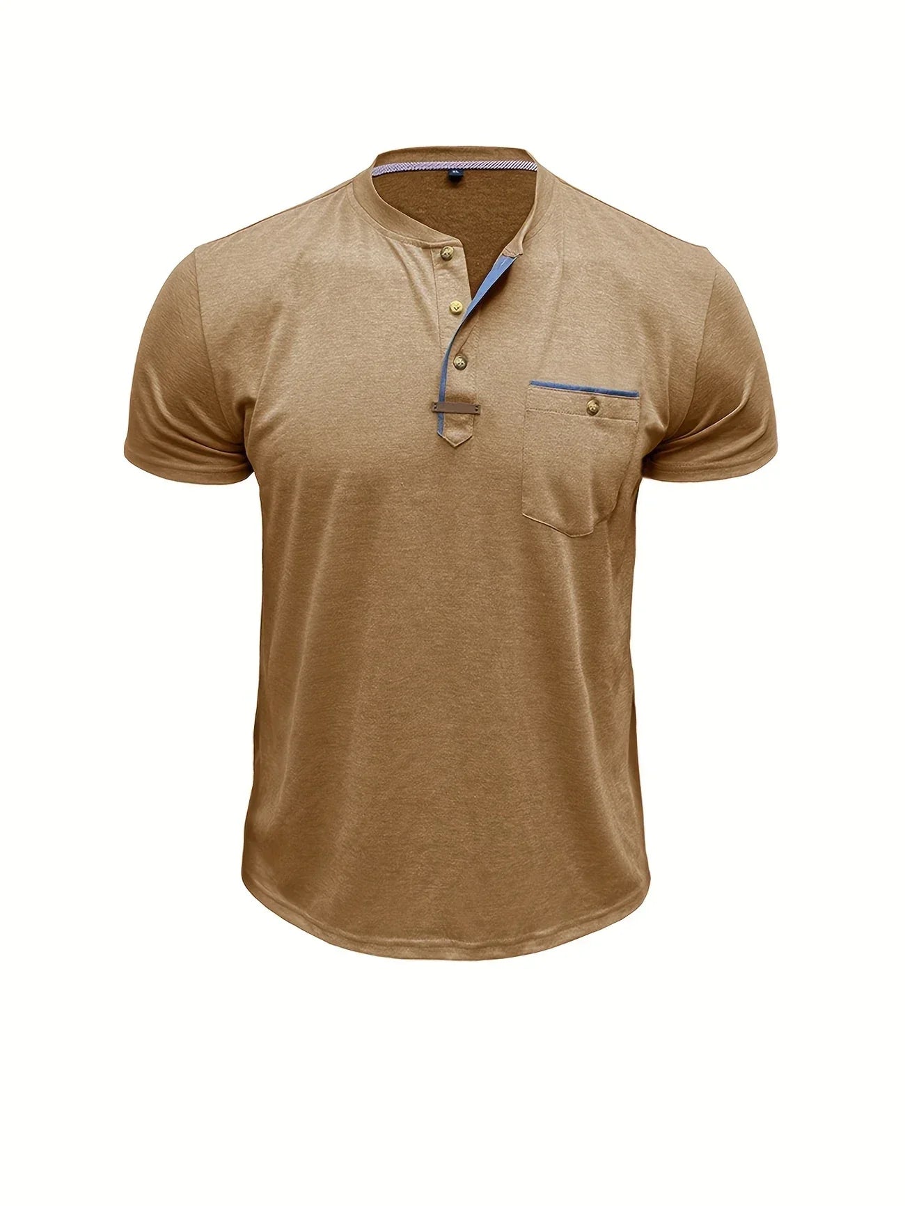 Eusébio - Elegant T-Shirt med Knapper og Lomme