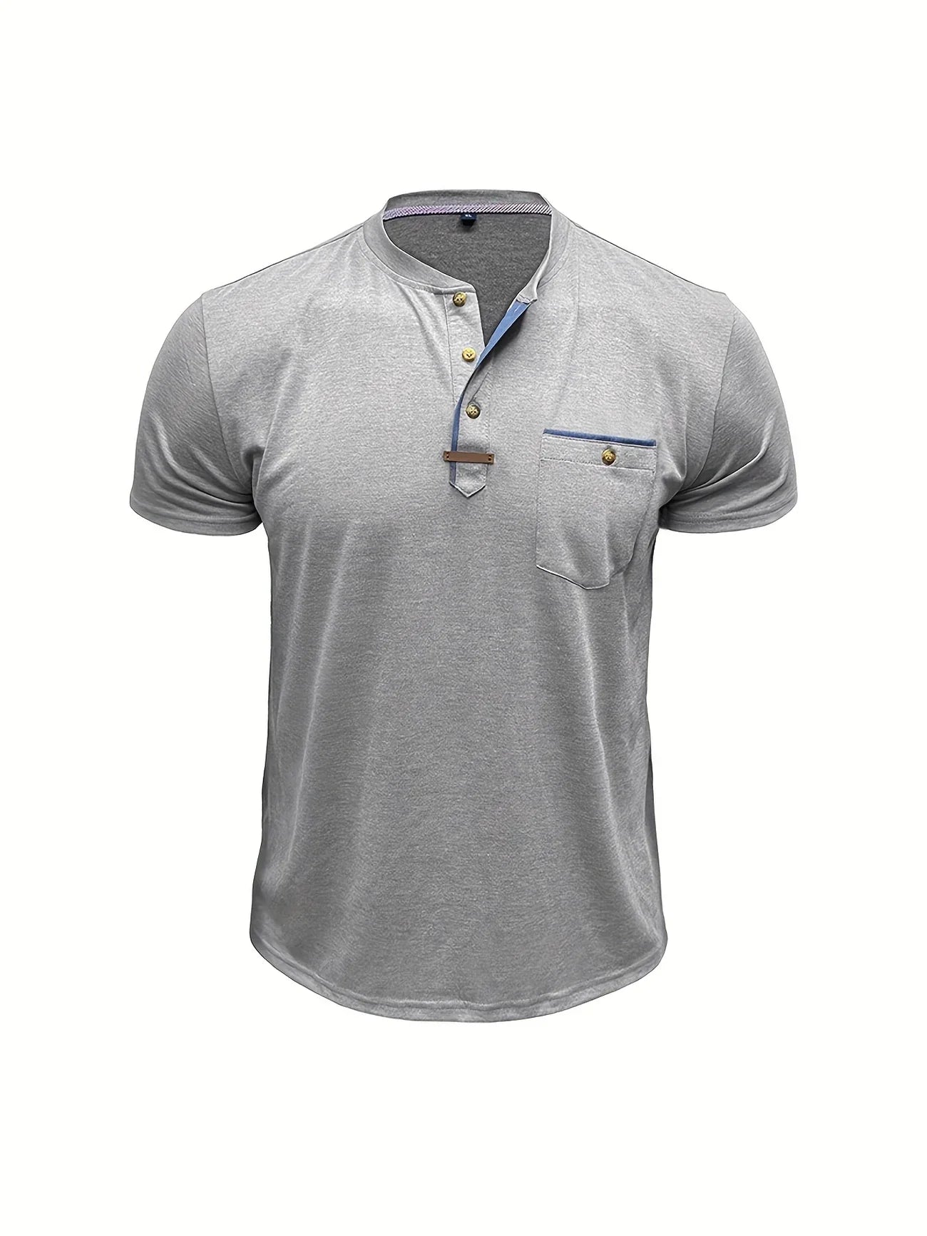 Eusébio - Elegant T-Shirt med Knapper og Lomme