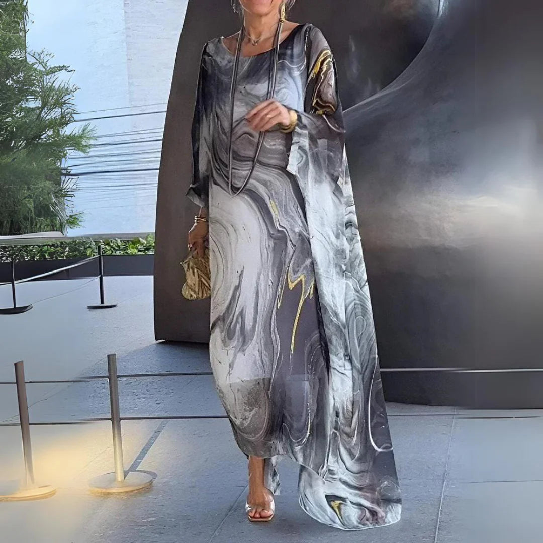 Derya - Robe à Cape en Mousseline de Soie