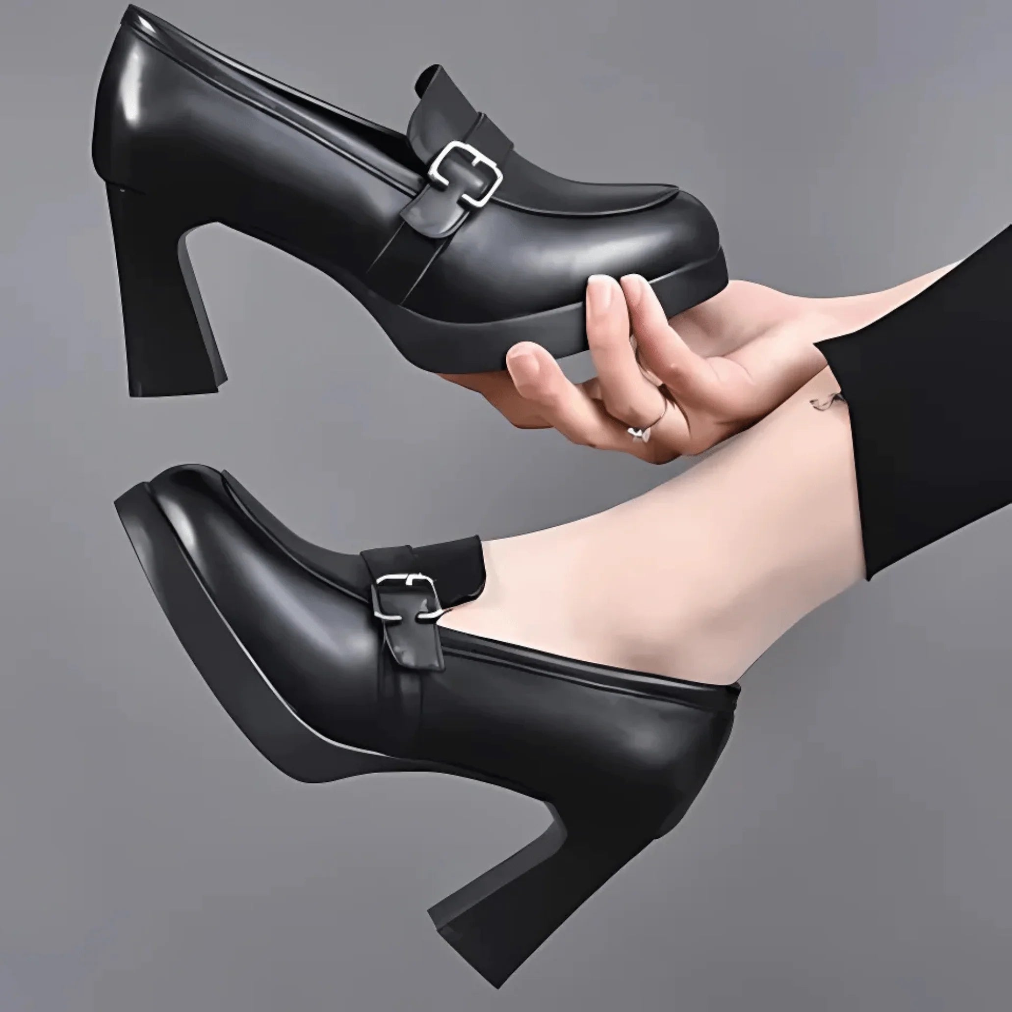 Paola - Elegante Retro Komfort Plateau Pumps
