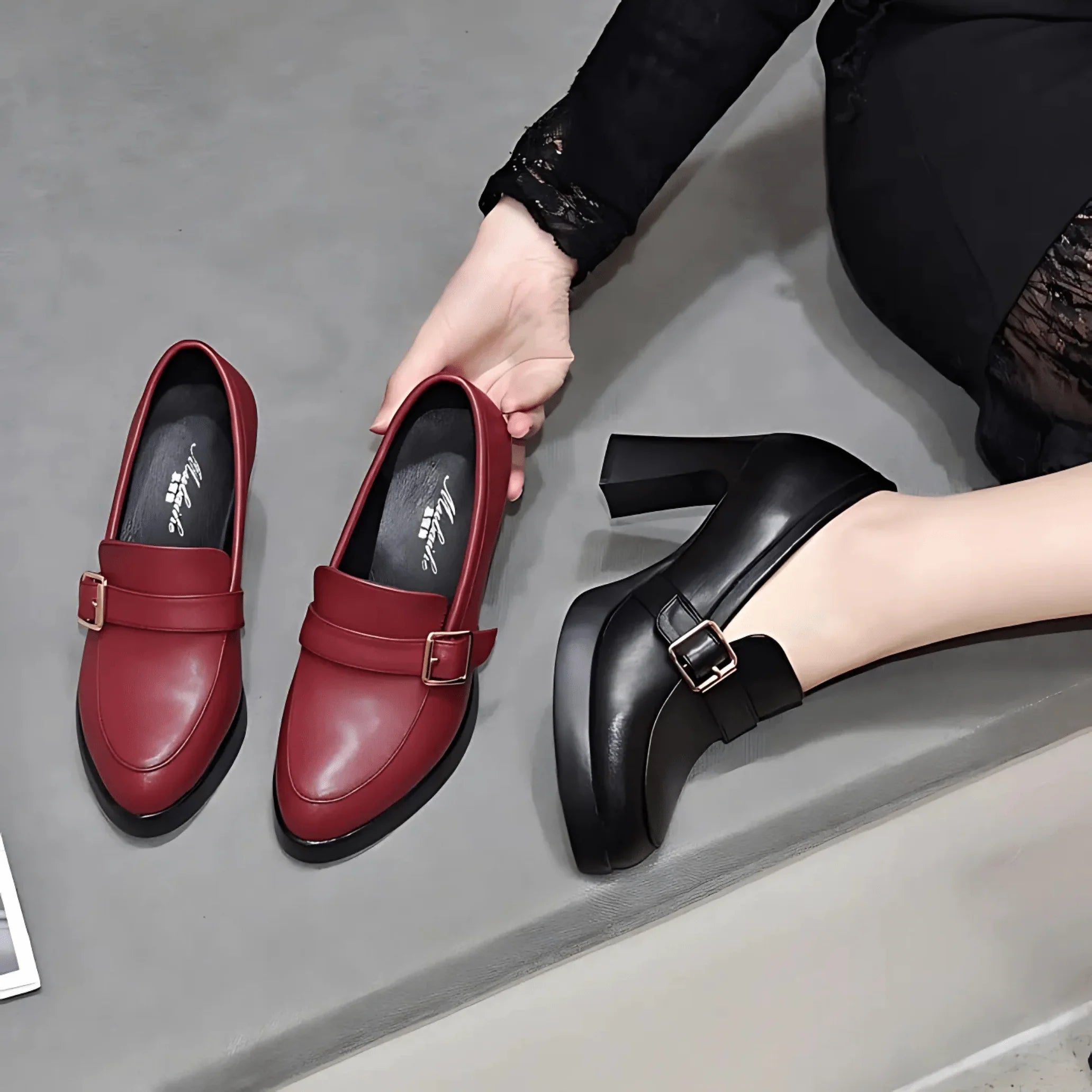 Paola - Elegante Retro Komfort Plateau Pumps