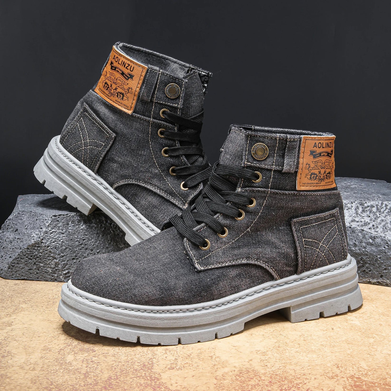 Dolovan - Premium Kvalitets Denim Snørestøvler