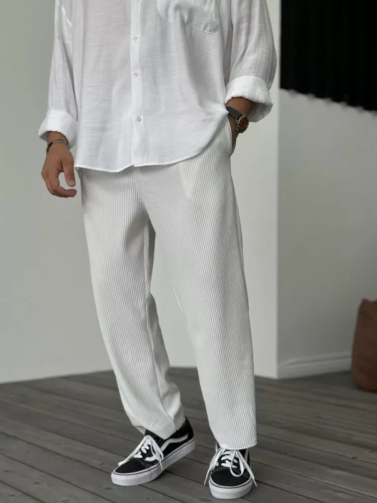 Simon - Pantalon Texturé Luxe Décontracté