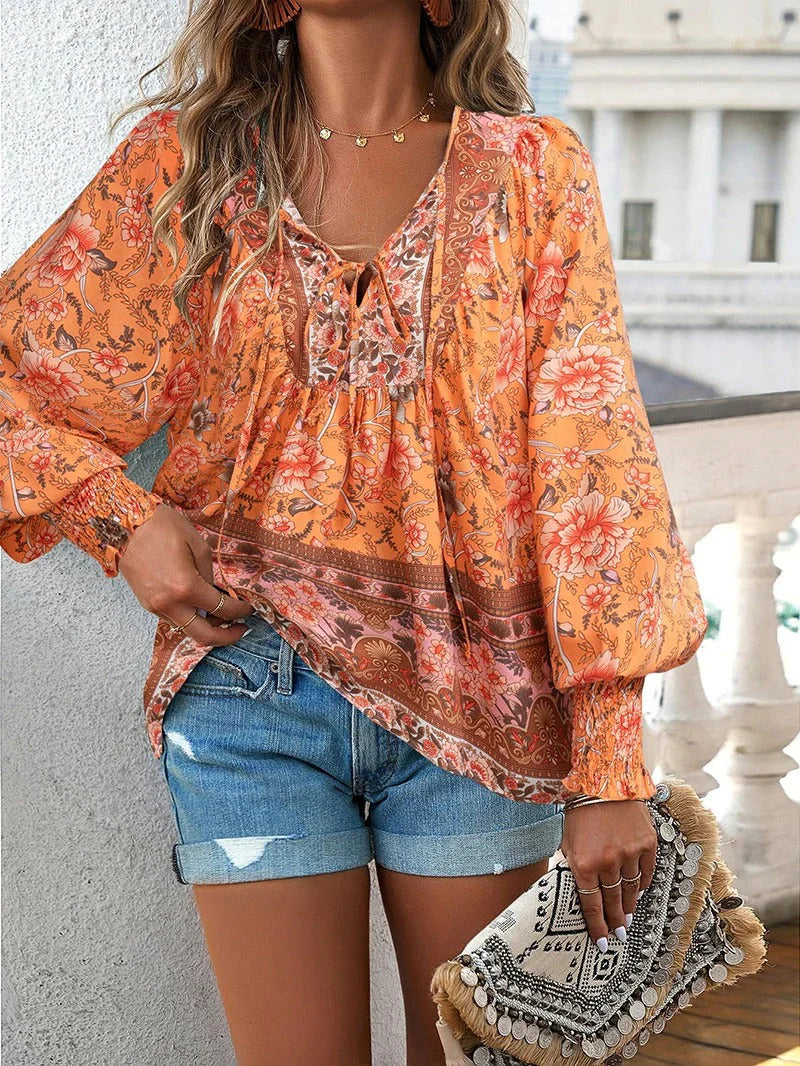 Albane - Blouse Fleurie Bohème Chic