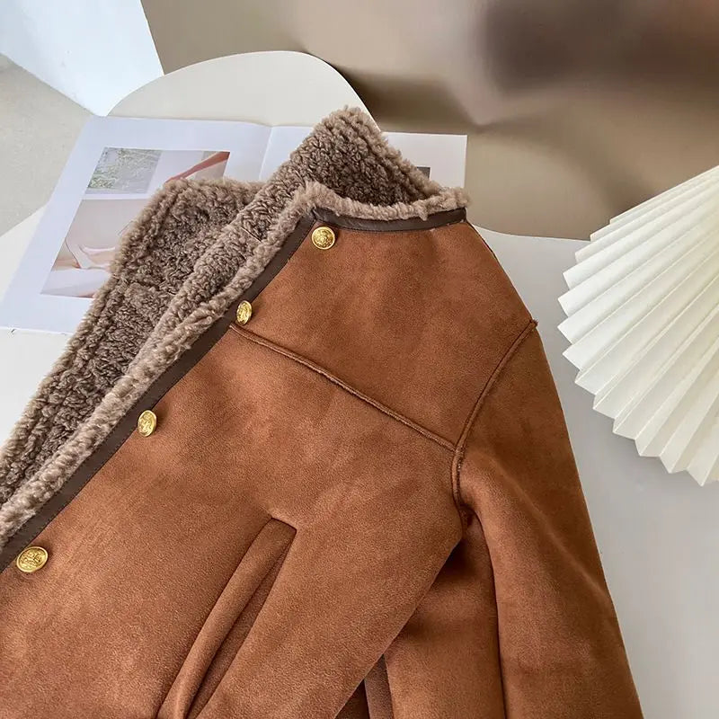 Johana - Veste Boutonnée Rétro en Suède