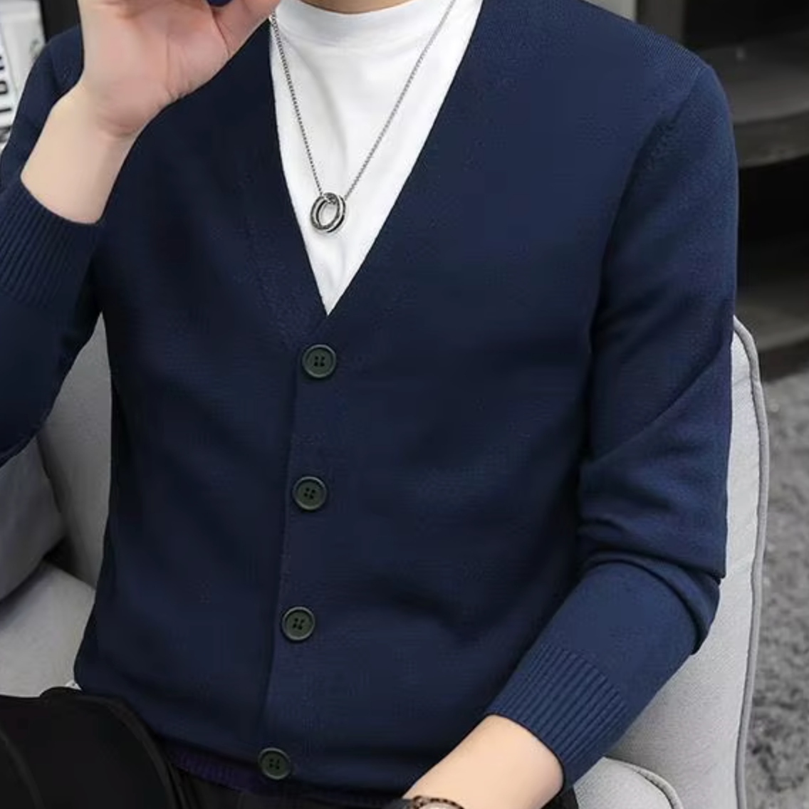 Augustin - Cardigan Boutonné en Maille Supérieure