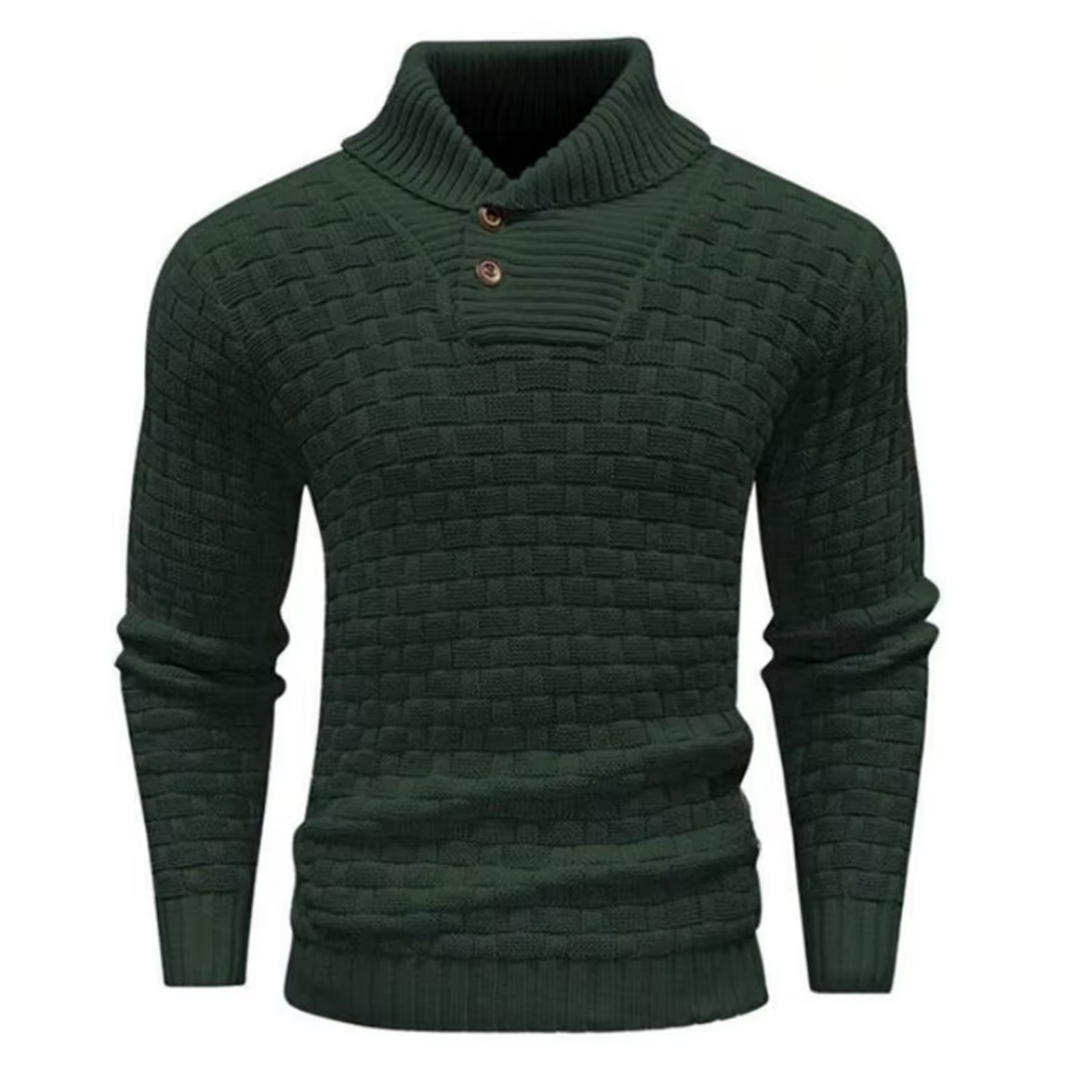 Greg - Pull Tricot Relief Col Montant Boutonné