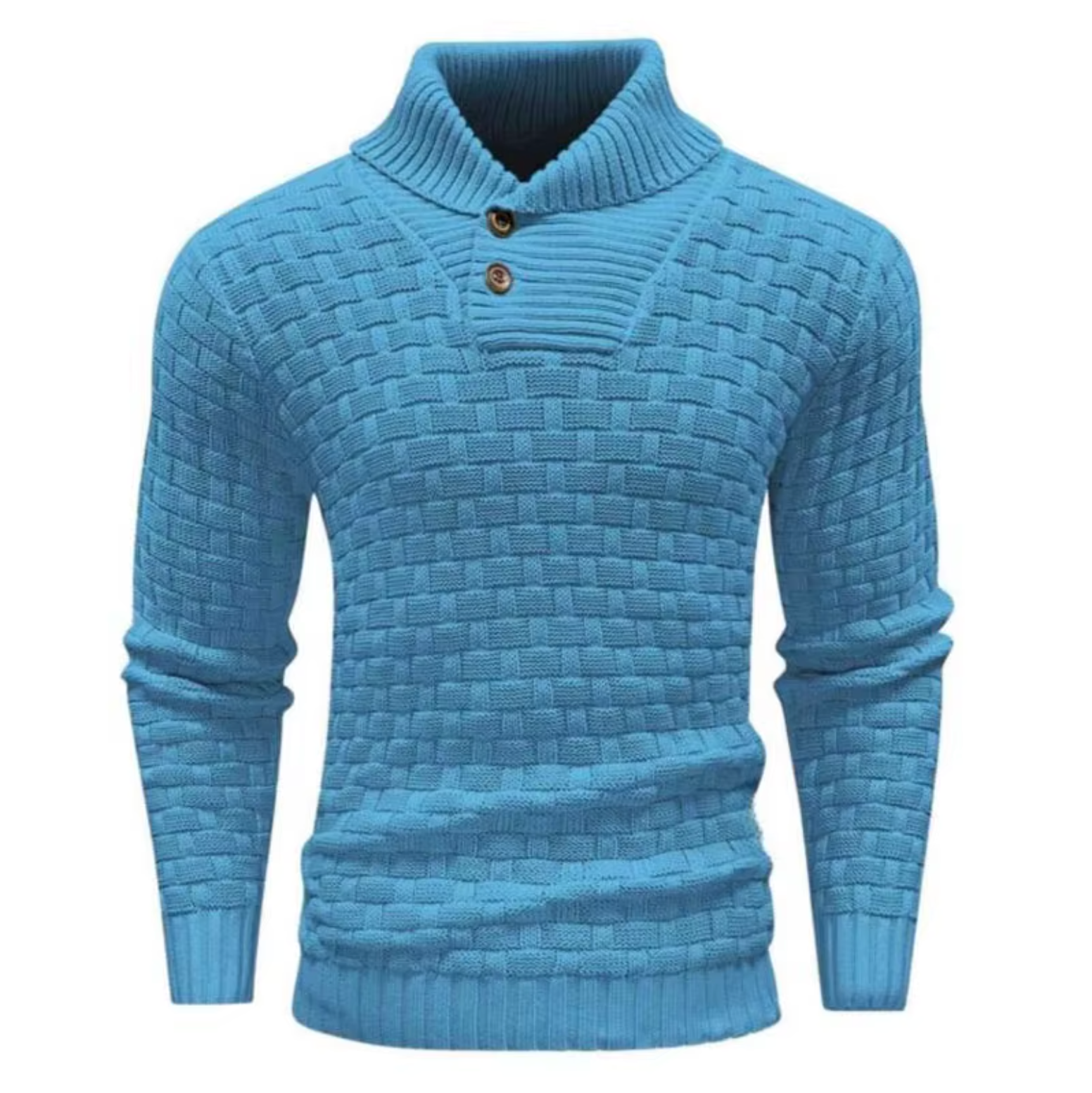 Greg - Pull Tricot Relief Col Montant Boutonné