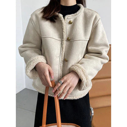 Johana - Veste Boutonnée Rétro en Suède