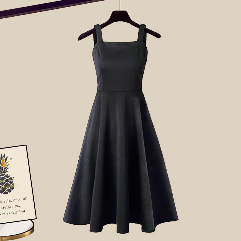 Martina - Ensemble Élégant en Maille Robe Noire