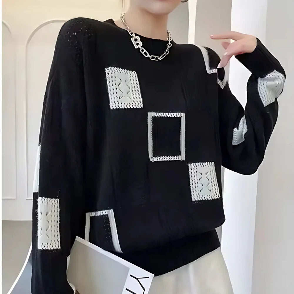 Jeanne - Pull Patchwork en Cachemire Fin