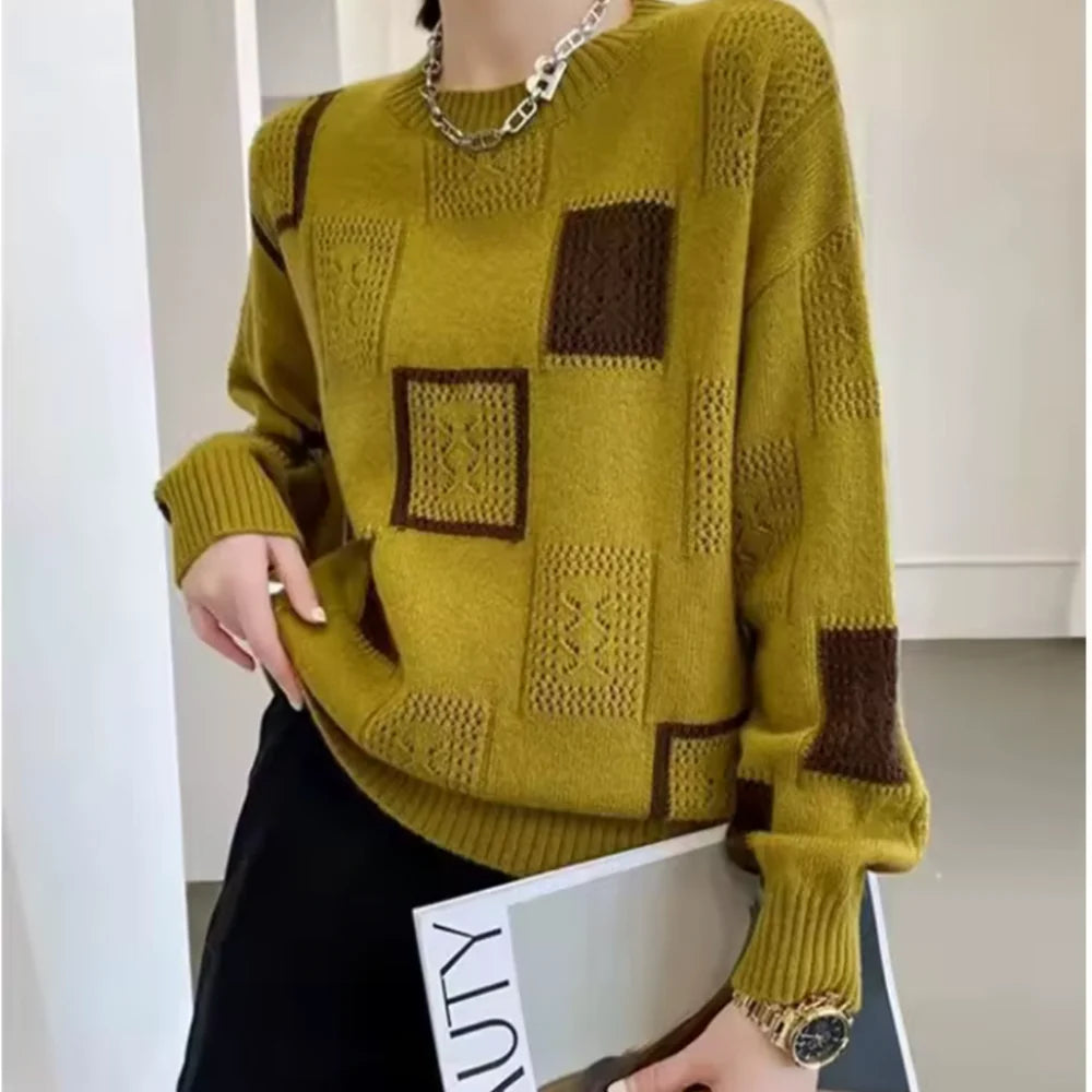Jeanne - Pull Patchwork en Cachemire Fin