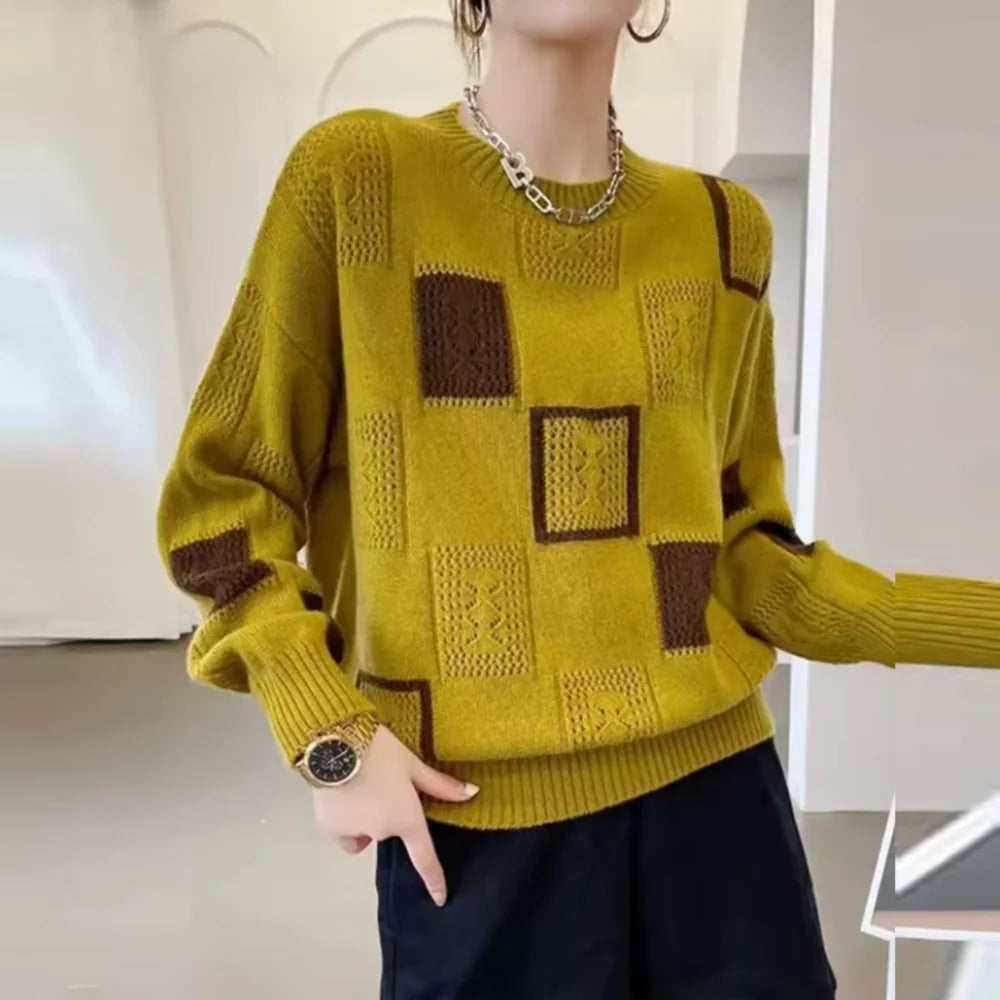 Jeanne - Pull Patchwork en Cachemire Fin