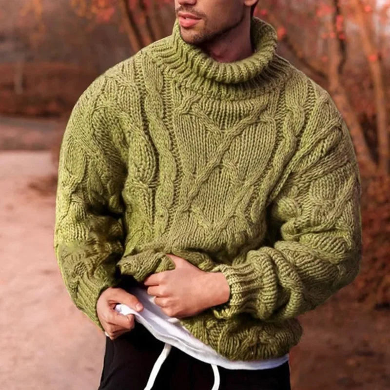 Dylan - Pull Chaud Col Roulé Tricot Torsadé