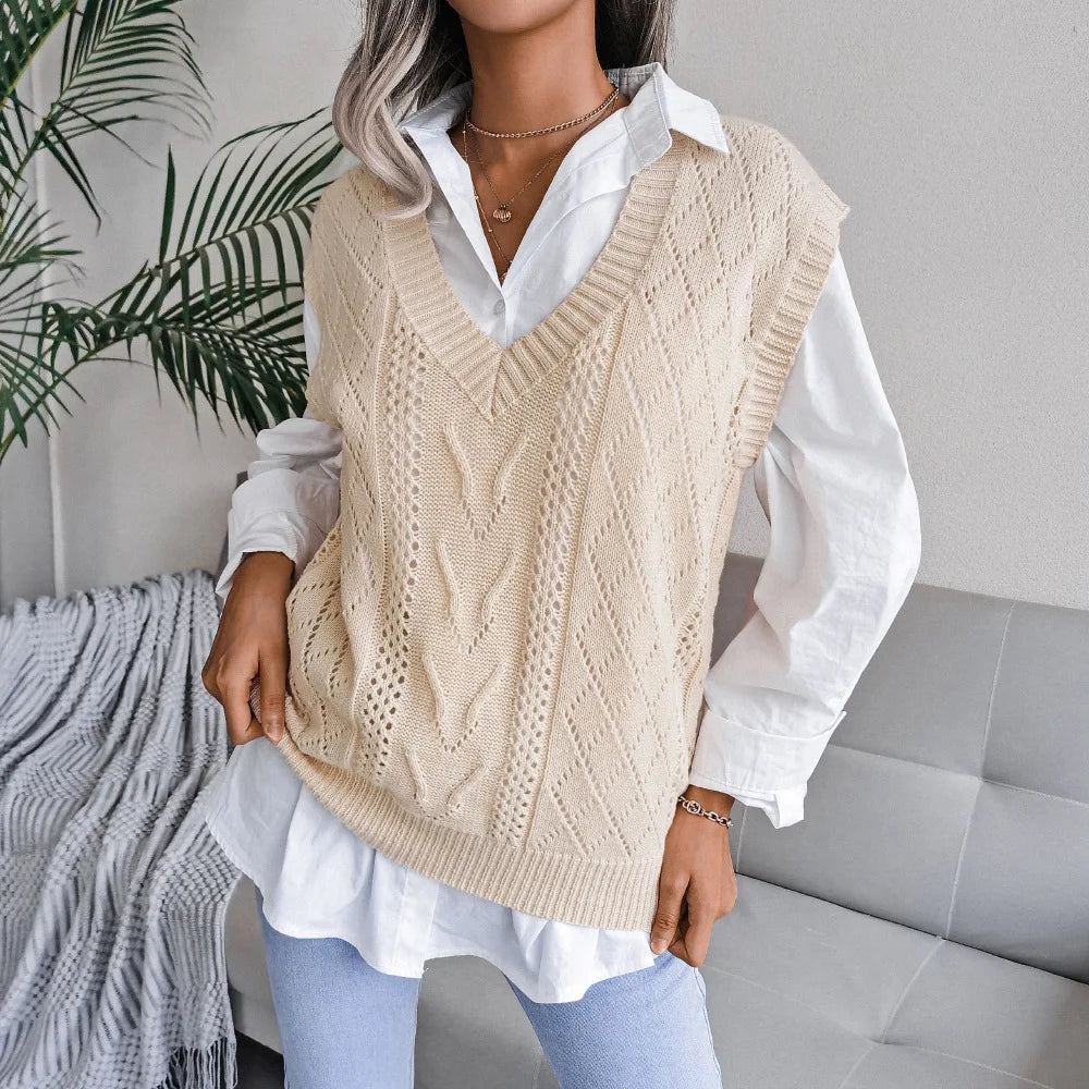 Clodette - Chemise Pull Tricot Sans Manches