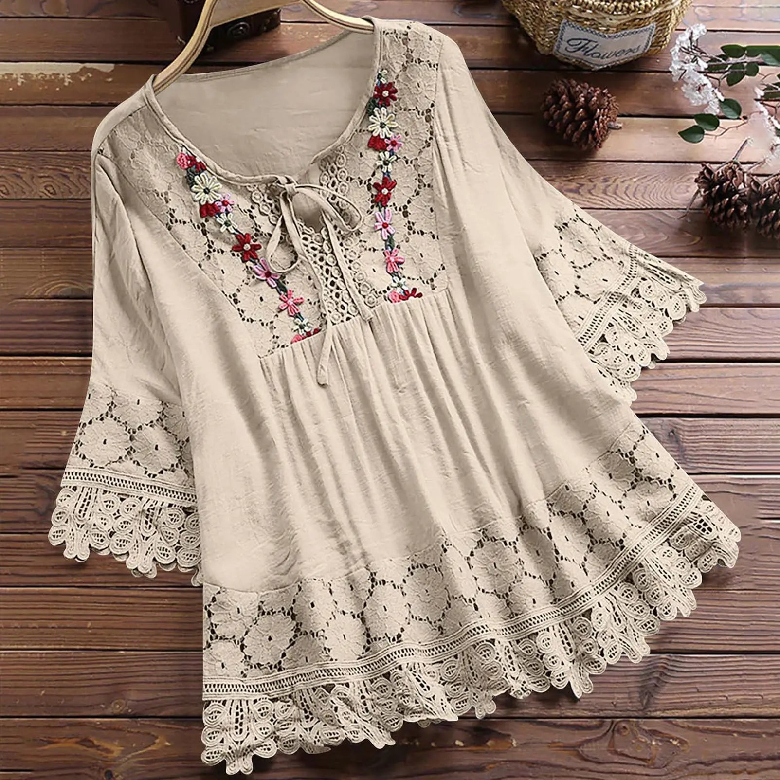 Sayana - Boheme Chic Broderet Bomuldsbluse