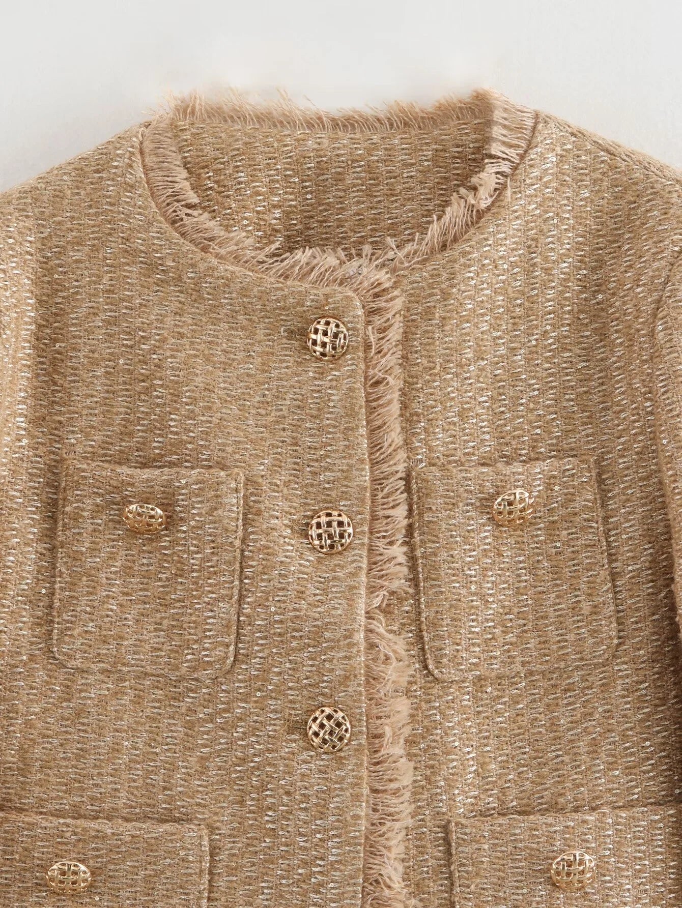 Aliénor - Veste en Tweed Boutonnée Vintage