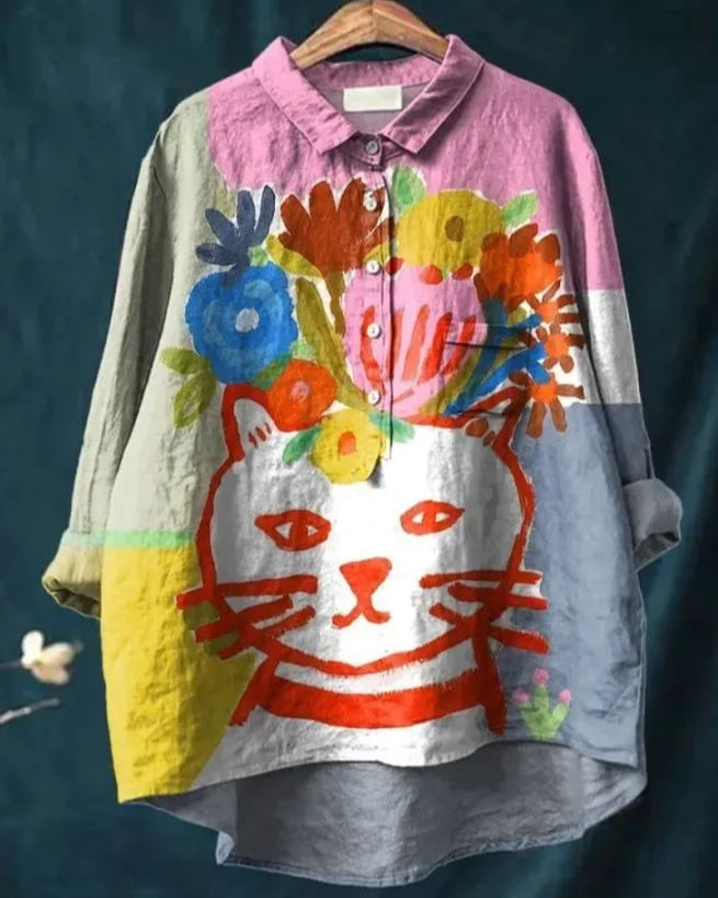 Shun - Kunstnerisk Dyreprint Bomuldsbluse