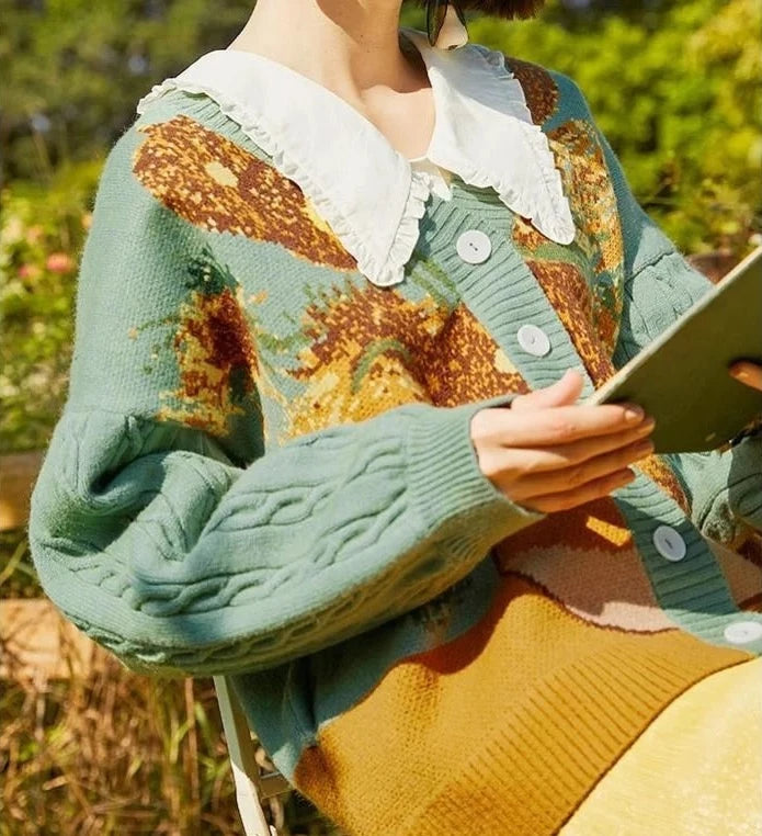 Van Gogh - Cardigan en Tricot de Qualité Premium