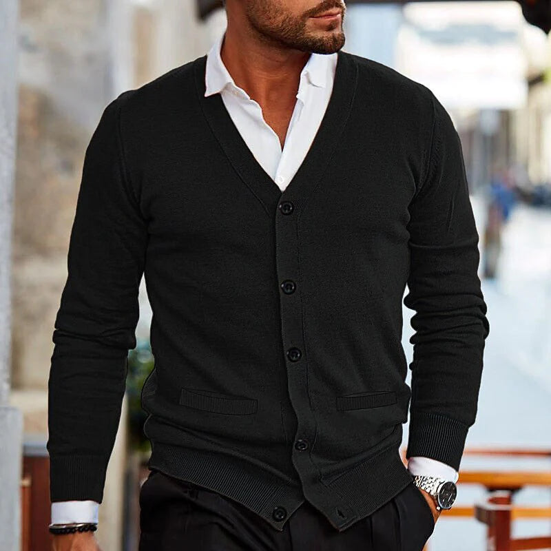 Augustin - Cardigan Boutonné en Maille Supérieure