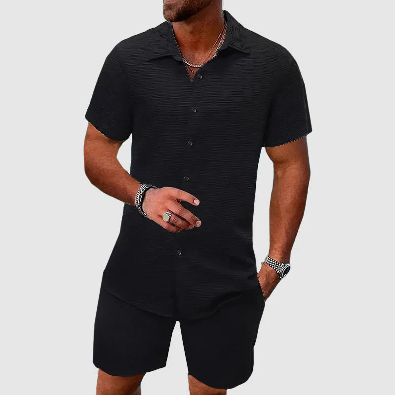 Kayden - Tekstureret Skjorte og Shorts Duo Sæt