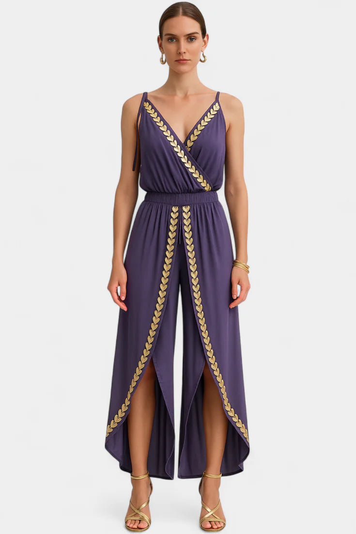 Hermine - Luksuriøs Jumpsuit med Gyldne Detaljer