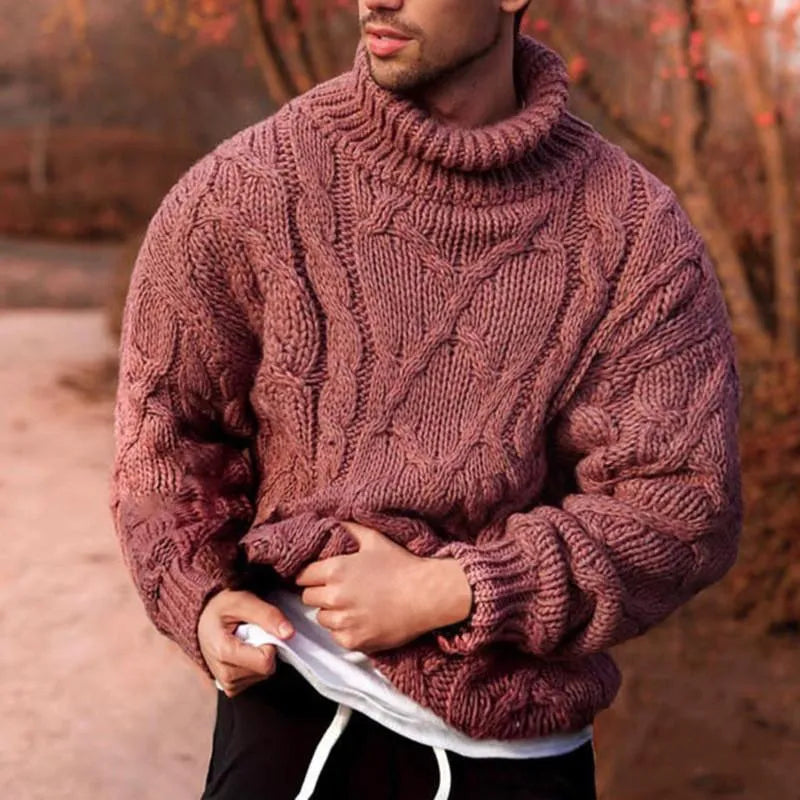 Dylan - Pull Chaud Col Roulé Tricot Torsadé