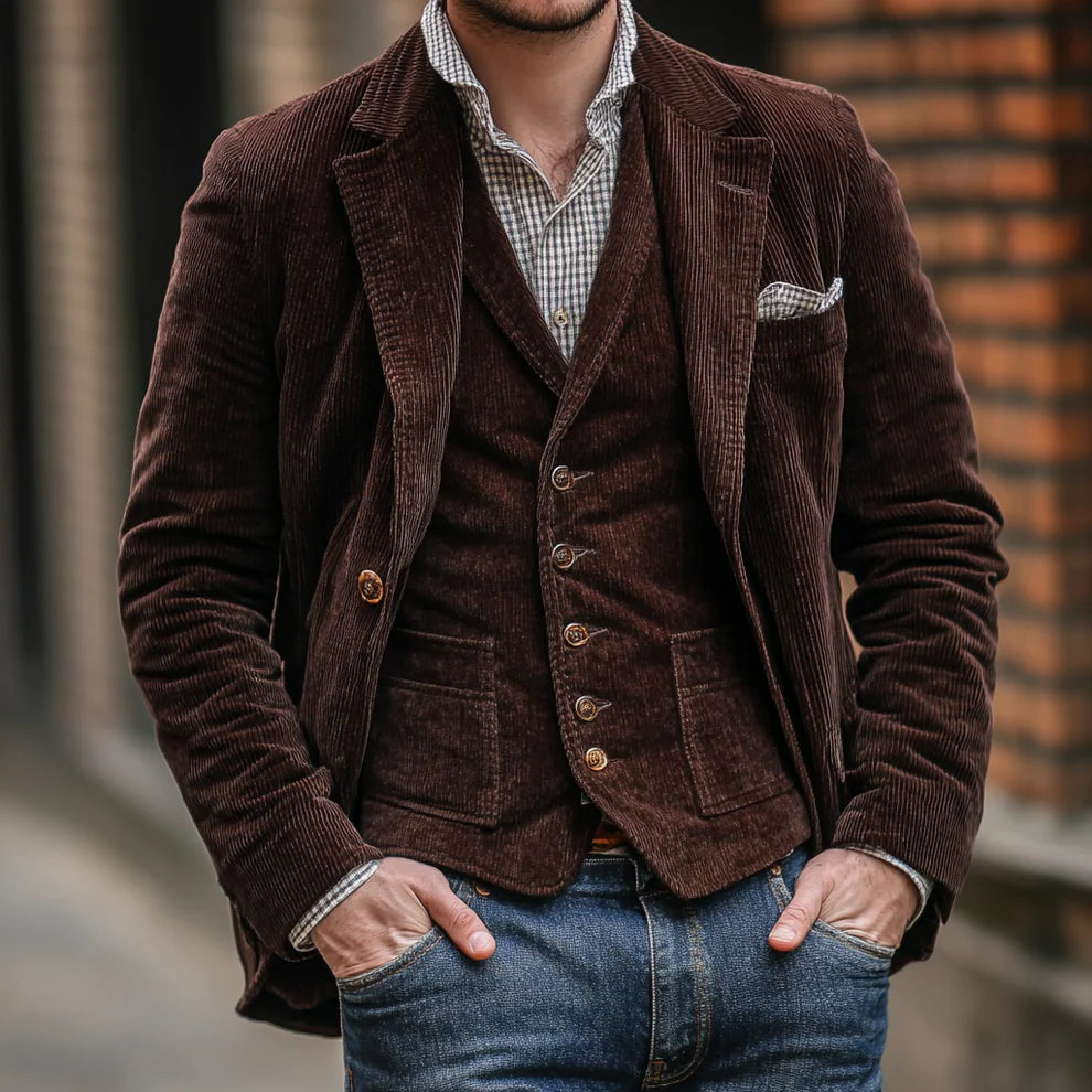 Robert - Elegantný Oblek z Retro Zamatu