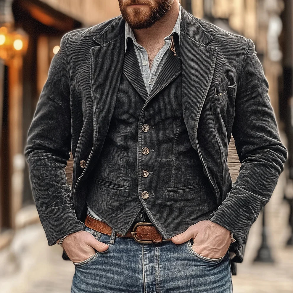 Robert - Elegantný Oblek z Retro Zamatu
