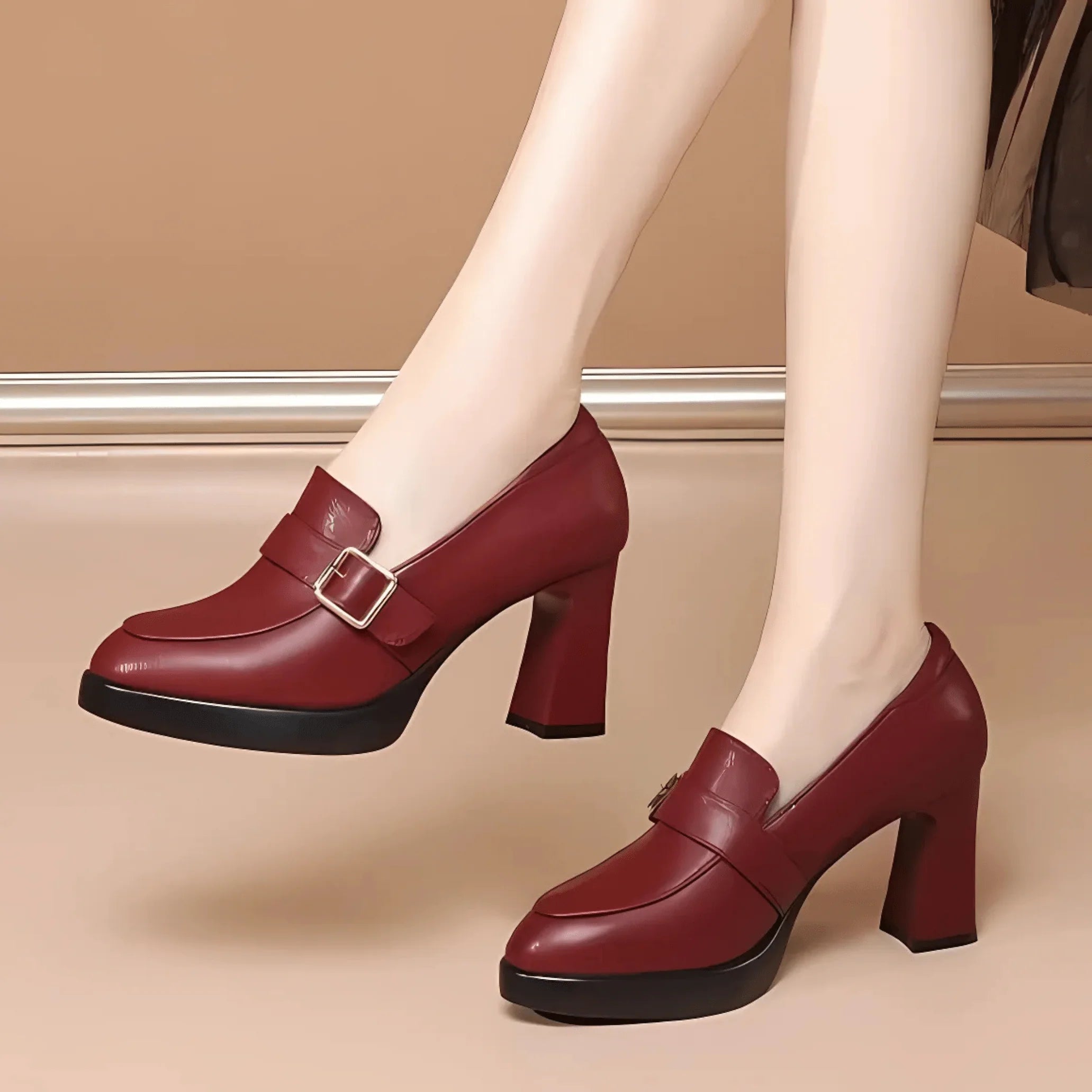 Paola - Elegante Retro Komfort Plateau Pumps