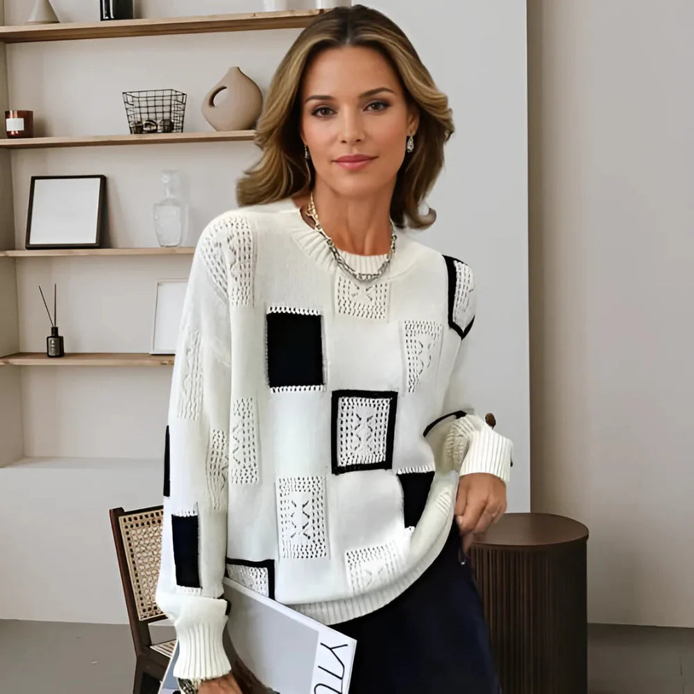 Jeanne - Pull Patchwork en Cachemire Fin