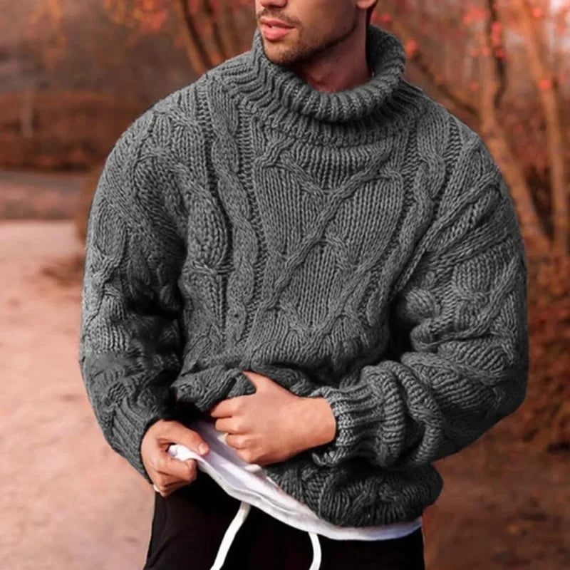 Dylan - Pull Chaud Col Roulé Tricot Torsadé