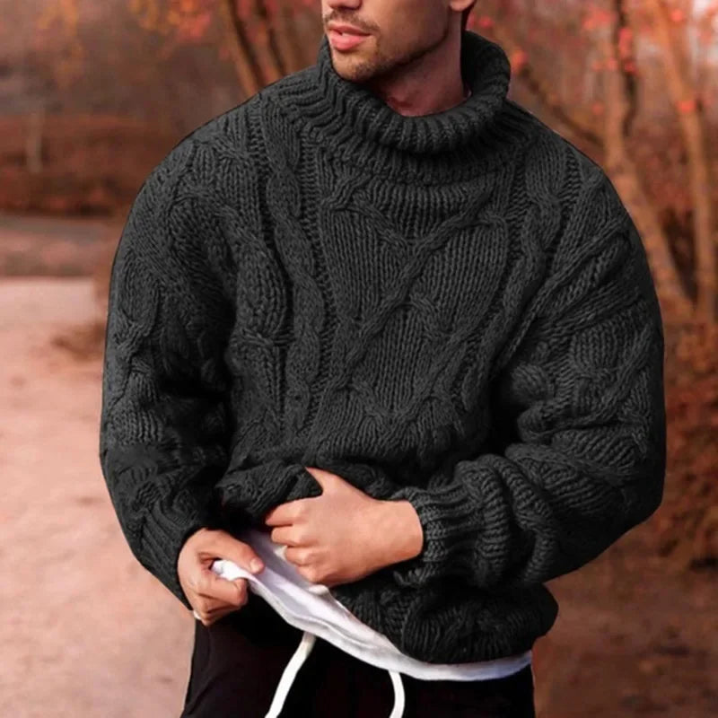 Dylan - Pull Chaud Col Roulé Tricot Torsadé