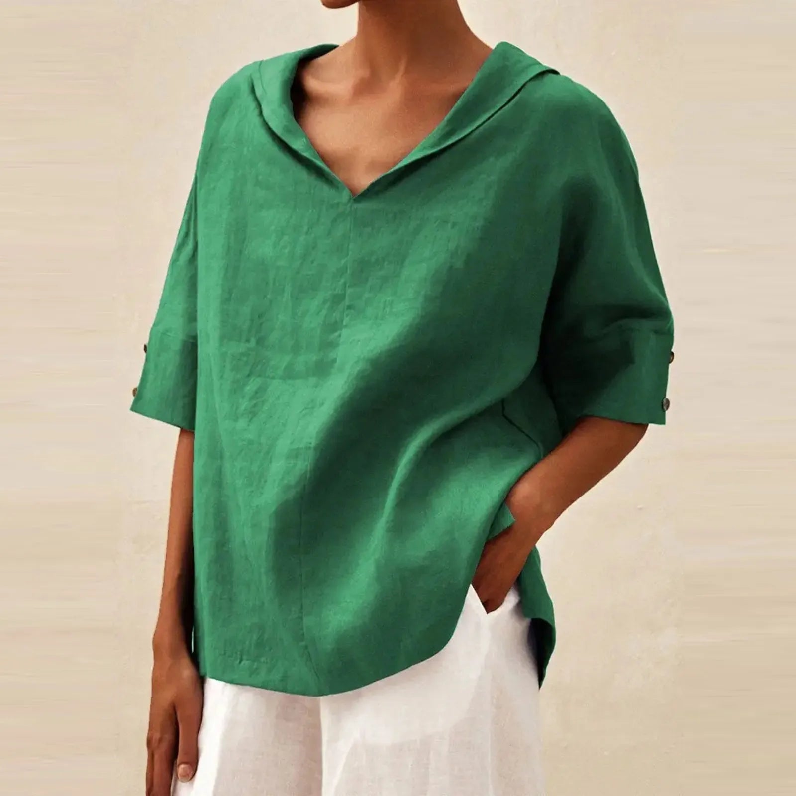 Darlene - Elegantná Voľná Blúzka z Ľanu