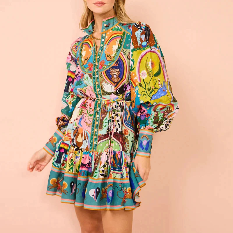 Novara - Mini Robe Haut de Gamme à Manches Longues