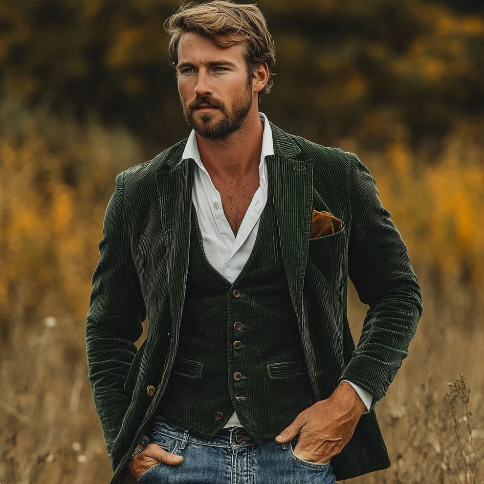 Robert - Elegantný Oblek z Retro Zamatu